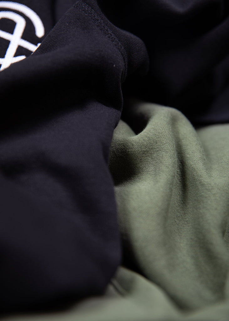 Iron &  Resin - CA Zip Hoodie Black Detail Photo of Black and Army