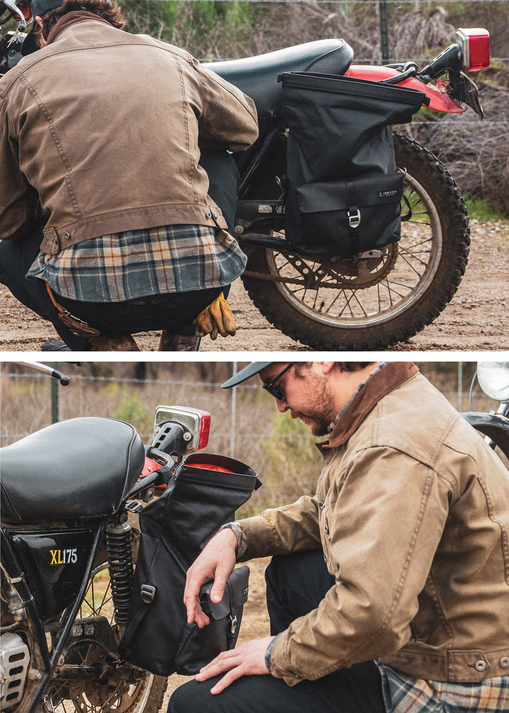 Iron & Resin Moto Pannier Bag in Black